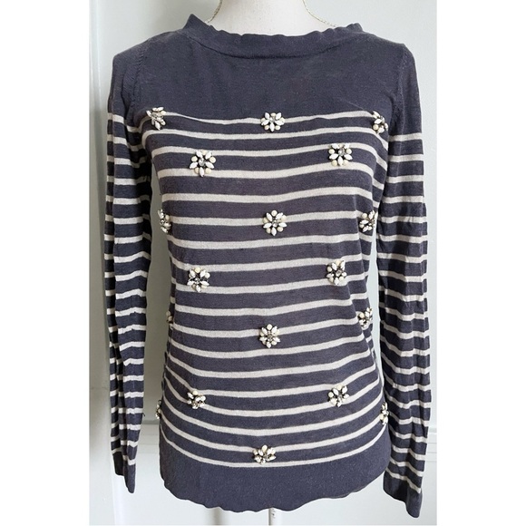 Loft • Slate Blue Beaded Gemstone Sweater - Picture 1 of 6